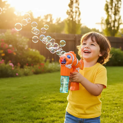 Lanza Burbujas Automático Pez Luces Música Juguete Infantil Naranja