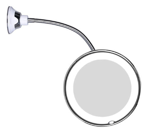 Espejo Maquillaje Luz Led Redondo Con Aumento Ventosa Blanco