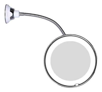 Espejo Maquillaje Luz Led Redondo Con Aumento Ventosa Blanco