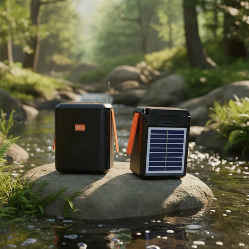 Parlante Bluetooth Portatil Cargador Solar 2500mah Usb Tf Fm Negro