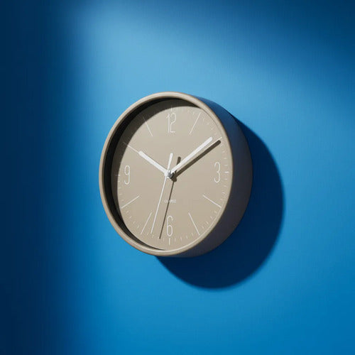 Reloj De Pared Redondo Analógico 19cm Moderno Decorativo Beige