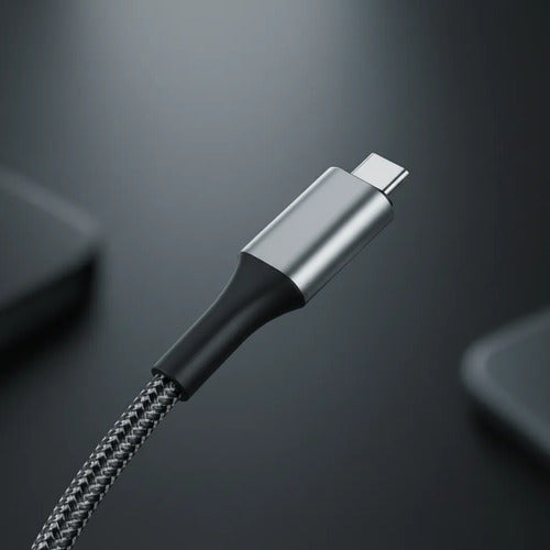 Cable Usb Tipo C A Tipo C Reforzado Carga Y Datos 1m Nylon Gris