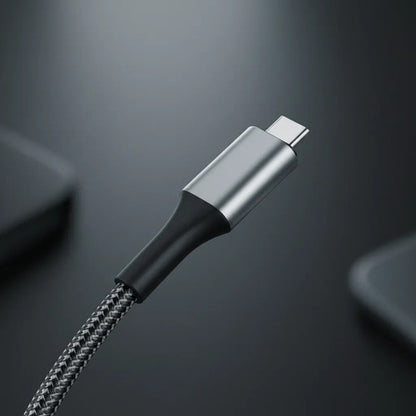 Cable Usb Tipo C A Tipo C Reforzado Carga Y Datos 1m Nylon Gris