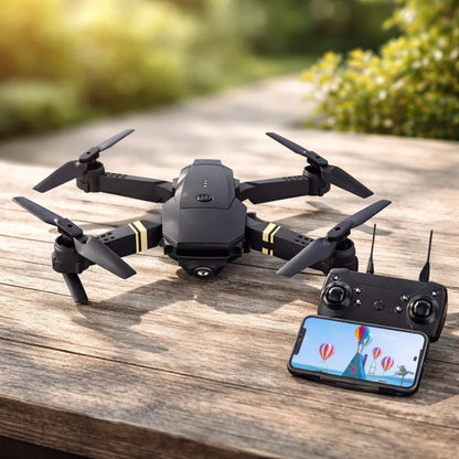 Dron Plegable Cámara Control Remoto Led Giro 360 Recargable Negro