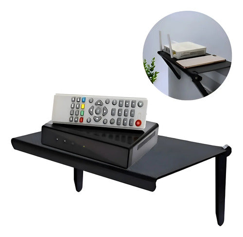 Soporte Repisa Estante Ajustable Tv Para Canalera Tv Box Negro