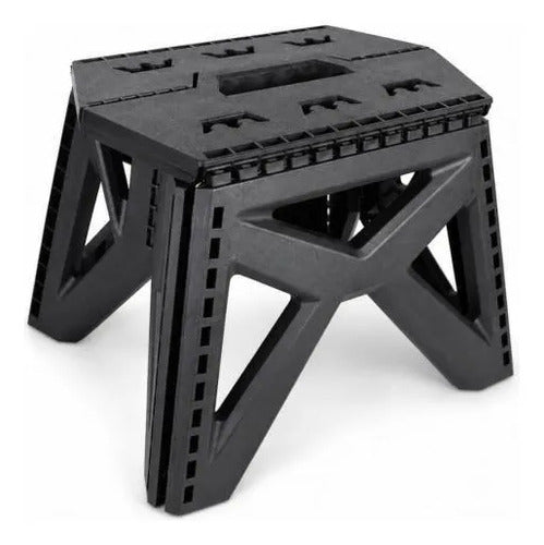 Banco Taburete Plegable Portátil Plástico Reforzado 23cm Mate Negro