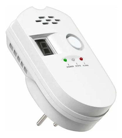 Detector Sensor Gas Enchufable Alarma Sonora Display Lcd Blanco
