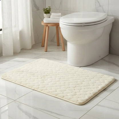 Alfombra Tapete Suave Felpa Antideslizante Baño Rectangular Beige