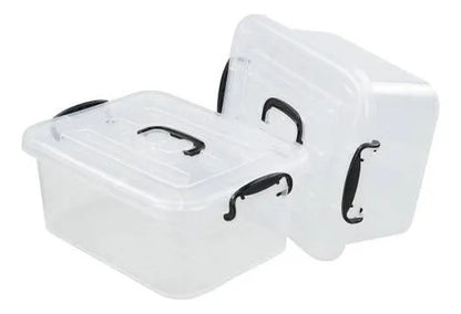 Caja Organizadora Plástica Transparente Tapa Asa 11l Juguete Blanco