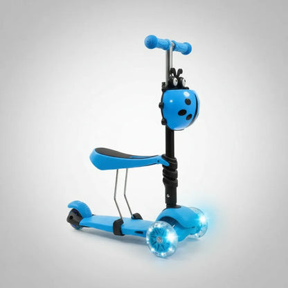 Scooter Infantil 2 En 1 Asiento Ruedas Desmontable Ajustable Celeste