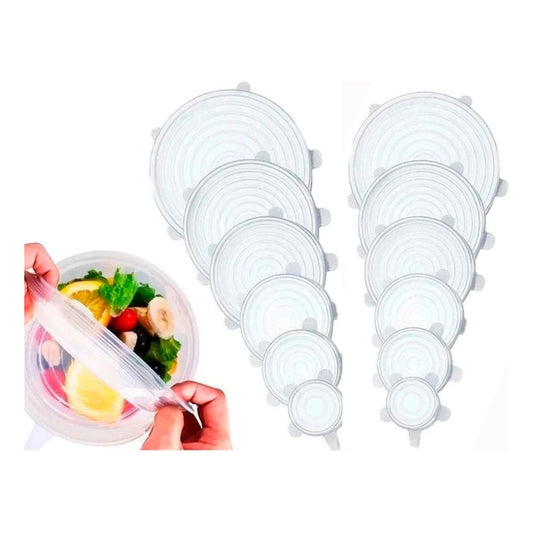 Tapas De Silicona Redondas Para Recipientes X12 Unidades