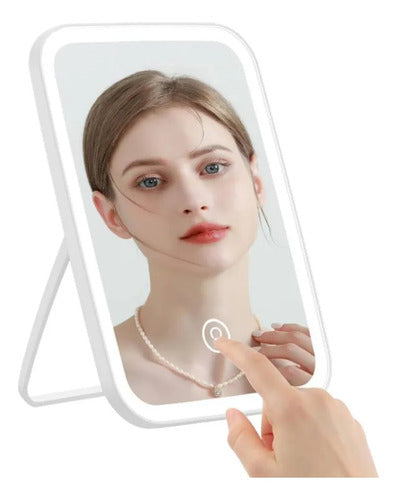 Espejo Luz Led Tactil Usb 3 Niveles Angulo Ajustable Blanco Blanco