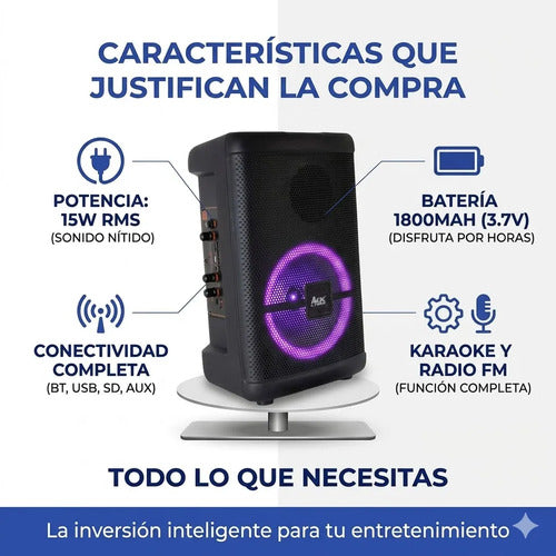Parlante Inalambrico Bluetooth Ios Android Microfono 15 W Negro