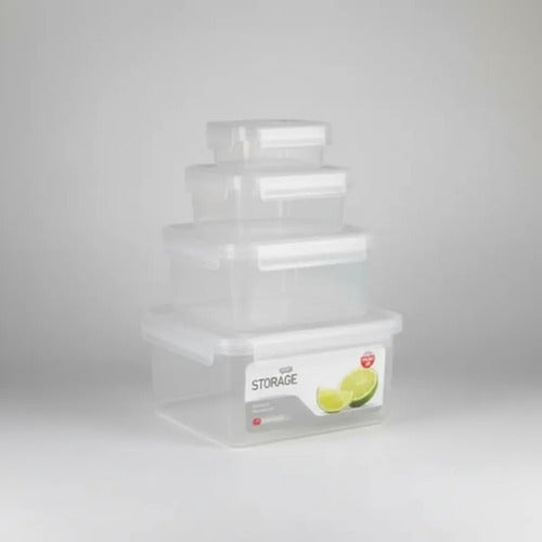Set Recipientes Hermeticos Plasticos X4 Cocina Blanco