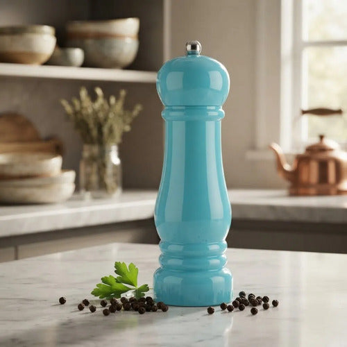 Molinillo Manual Pimienta Granos Acrílico 16cm Salero Celeste