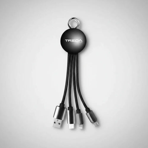 Cable Usb 3 En 1 Micro Ios Tipo C 3.1a Carga Celular Datos Negro