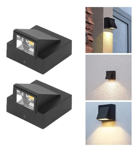 Set X2 Foco Pared Aplique Exterior Lampara Jardin Luminaria