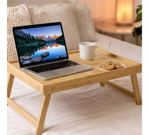 Mesa Bandeja Desayunadora Bambú Mesa Plegable 50x30x22cm Natural