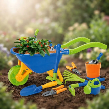Set Jardinería Infantil Carretilla Herramientas X12 Piezas