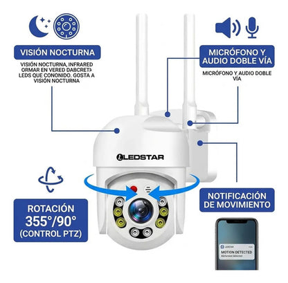 Camara Seguridad Wifi Exterior Interior Seguimiento Micro Sd Blanco