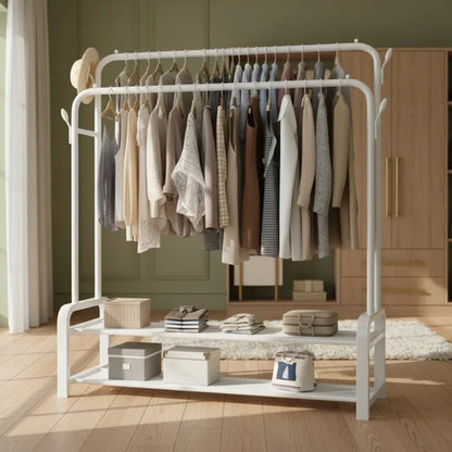 Perchero Doble Organizador Ropa Calzado Metal 162x96 Ropero Blanco