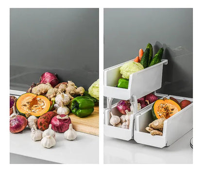 Organizador Canasto Plástico Apilable Multiuso 30cm Baño Blanco