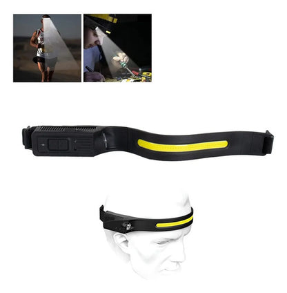 Linterna Minero Frontal Led Recargable Sensor Usb 350 Lumens Led Cob Frontal Xpe Lateral Negro Mate