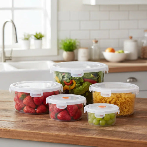 Set Recipientes Plastico Tuppers Hermeticos Cocina Pack X5 Blanco