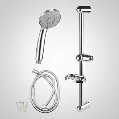 Set Duchero Manual Barra Manguera Jabonera Mango Ajustable Plateado Cromado