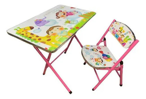 Set Mesa Silla Infantil Plegable Ajustable Diseño 60x40cm Rosa