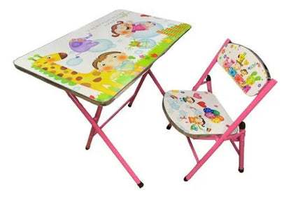 Set Mesa Silla Infantil Plegable Ajustable Diseño 60x40cm Rosa