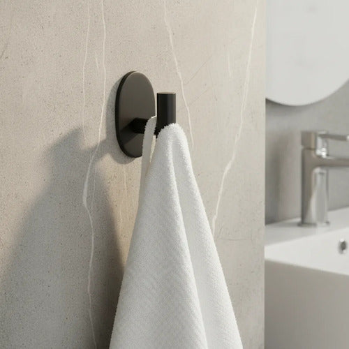 Gancho Perchero Baño Acero Pared 10x6cm Toalla Ropa Negro