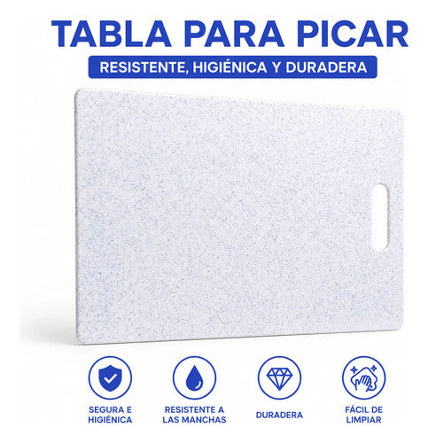 Tabla Plastica Cortar Picar Cocina Reforzada Antiderrame Granito Blanco Blanco