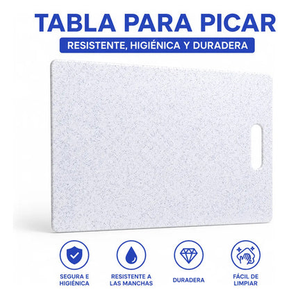 Tabla Plastica Cortar Picar Cocina Reforzada Antiderrame Granito Blanco Blanco