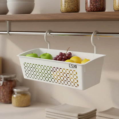 Canasto Organizador Colgante Plástico 32x12x10cm Con Ganchos Blanco