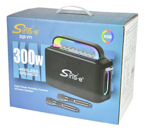 Parlante Bluetooth Equipo Karaoke Microfono Luces Rgb 300w Negro
