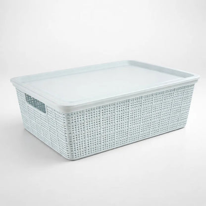 Caja Plastica Canasto Organizador Tapa 40x30x15cm Celeste