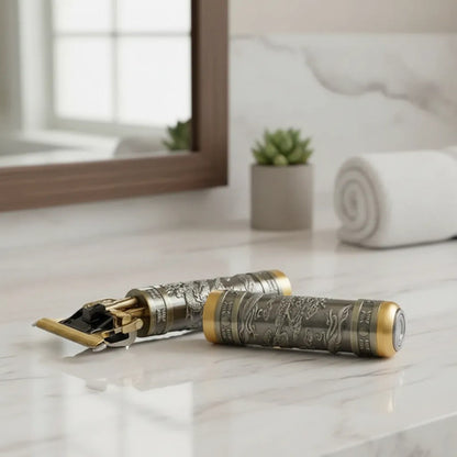 Set Cortapelo Afeitadora Buda Vintage Usb 300mah Metalico Bronce Viejo / Dorado Envejecido