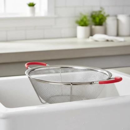 Colador Acero Inoxidable 28c Malla Fina Cocina Fruta Verdura Plateado