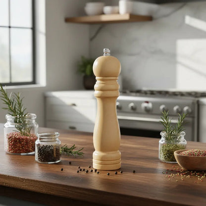 Molinillo Manual Madera Especias 21cm Pimienta Granos Cocina Beige