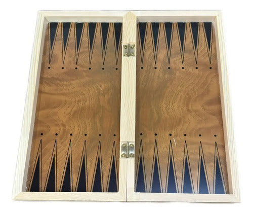 Juego De Mesa 3en1 24cm Ajedrez Damas Backgammon Madera 5002