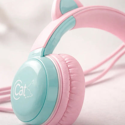 Auriculares Gamer Con Orejas De Gato Microfono Luz Led Rgb Aleatorio