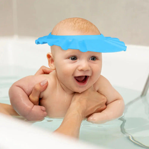 Visera Ducha Bebe Gorro Protector Para Bañar Ajustable Celeste