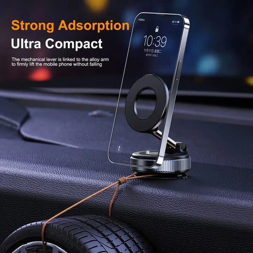 Soporte Magnetico Celular Giratorio 360 Ventosa Resistente Negro