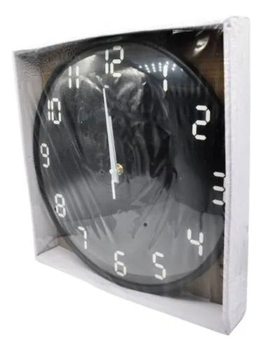 Reloj Analogico Pared Redondo 30cm Numeros Modernos Negro