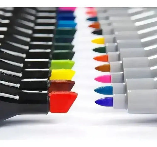Marcadores Doble Punta 80 Pcs Estuche Colores Touch Negro 80