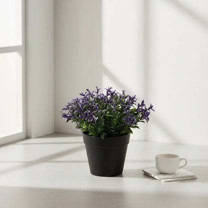 Planta Artificial Decorativa Con Maceta 15x6cm Jardin Living Violeta