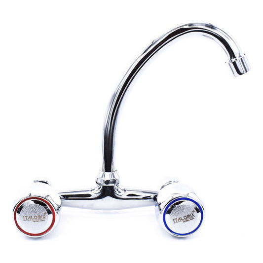 Canilla Cocina Pared Grifo Mesada Doble Comando 15cm Metal