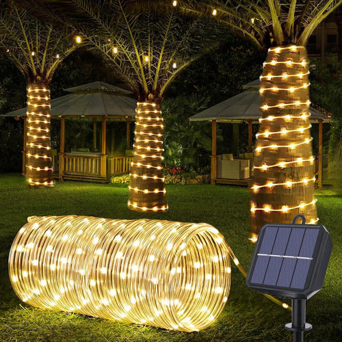Manguera Luz Led Carga Solar Guirnalda Decorativa Guia 5mts Cálida