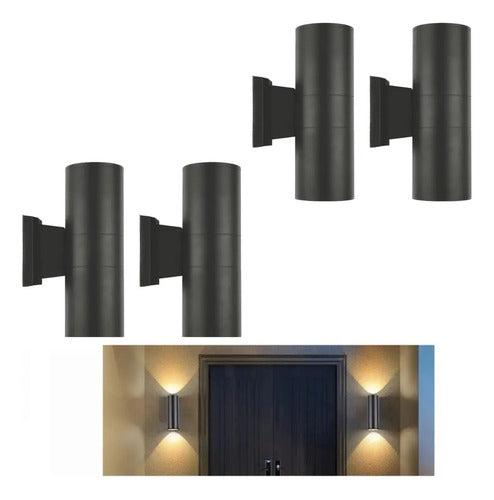 Set X4 Foco Pared Aplique Exterior Lampara Bidireccional